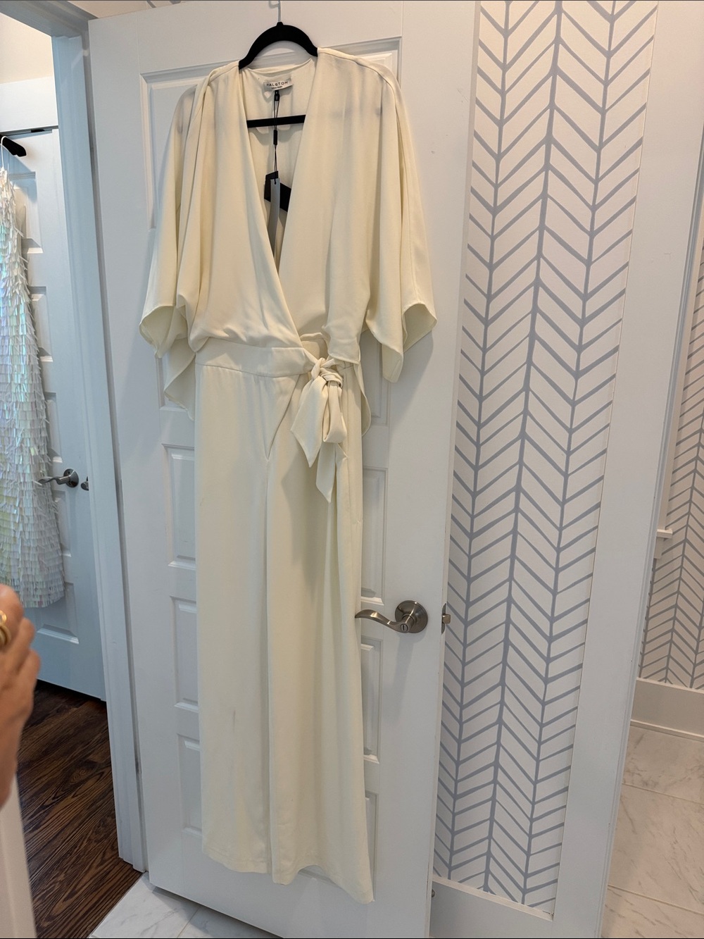 Halston Heritage Ivory Wrap Jumpsuit
